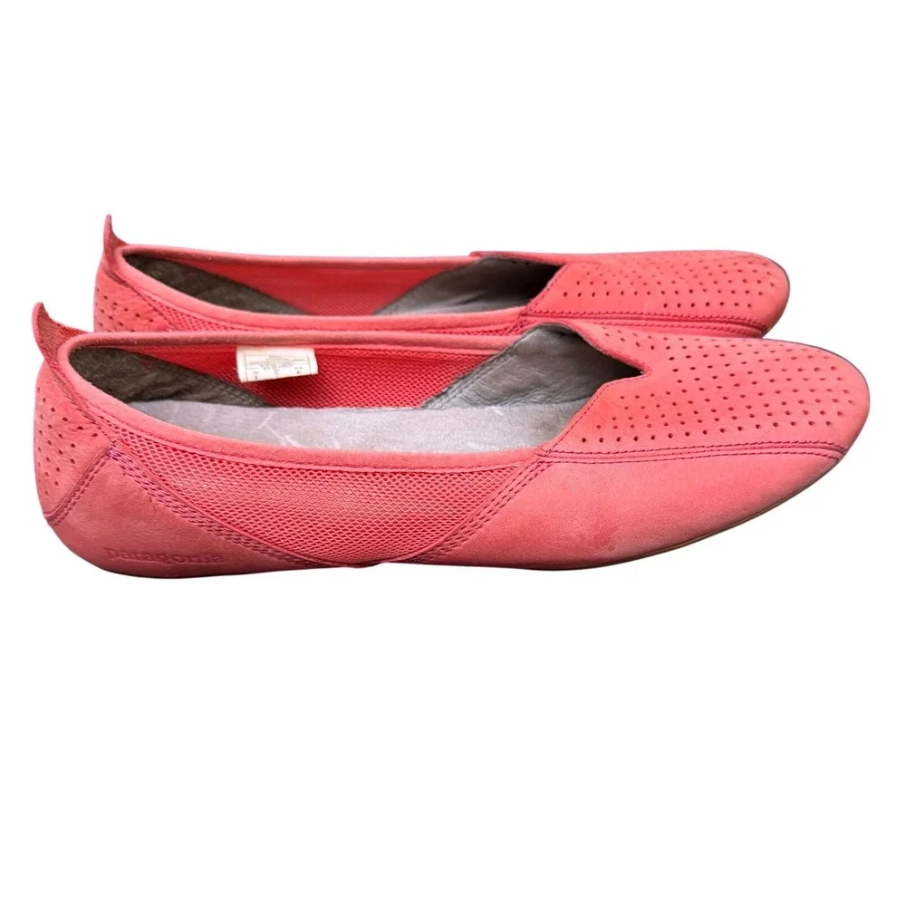 Patagonia Maha Ballet Flats Perforated Leather Mesh Coral Pink Size 9 Casual